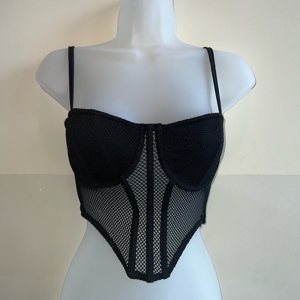 Forever 21 Black Mesh Corset Top